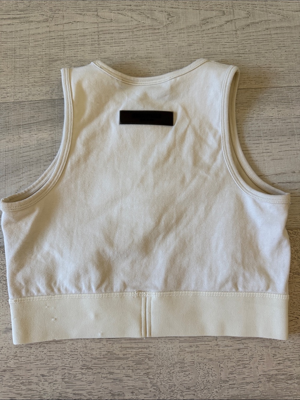 Essentials Cream Cropped Ribbed Logo Tank - Picture 2 of 3